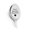 Couple Tableware Good Morning Stainless Steel Long Handle Spoons Lettering